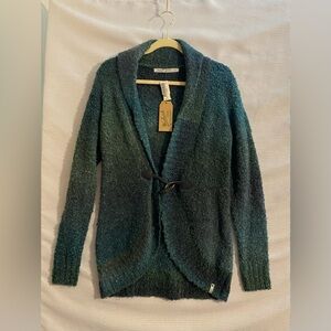 Woolrich Roundtrip Boucle Cardigan Sweater XS Green Blue Toggle NWT